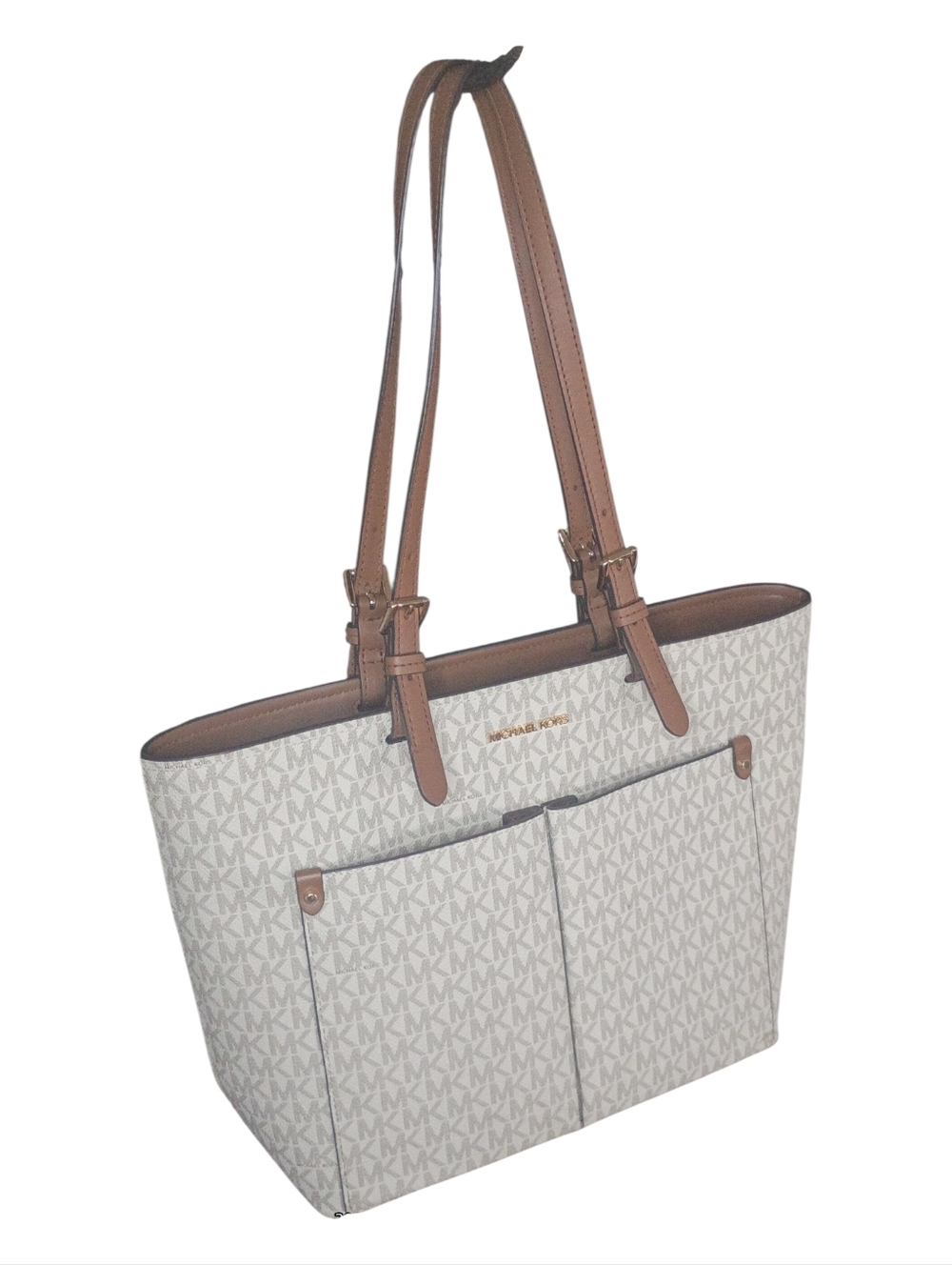 NWT MK Sig Set - Vanilla Double Pocket Tote & Matching Wallet